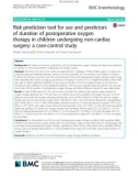 Risk prediction tool for use and predictors of duration of postoperative oxygen therapy in children undergoing non-cardiac surgery: A case-control study