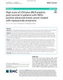 High score of LDH plus dNLR predicts poor survival in patients with HER2- positive advanced breast cancer treated with trastuzumab emtansine