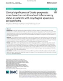 Clinical significance of Osaka prognostic score based on nutritional and inflammatory status in patients with esophageal squamous cell carcinoma