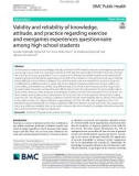 Validity and reliability of knowledge, attitude, and practice regarding exercise and exergames experiences questionnaire among high school students