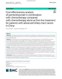 Cost-effectiveness analysis of pembrolizumab in combination with chemotherapy compared with chemotherapy alone as first-line treatment for patients with advanced biliary tract cancer in China