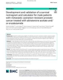 Development and validation of a survival nomogram and calculator for male patients with metastatic castration-resistant prostate cancer treated with abiraterone acetate and/ or enzalutamide