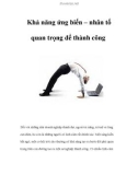 Khả năng ứng biến – nhân tố quan trọng để thành công