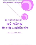 Đề Cương Môn Học Kỷ năng Học tập và Nghiên cứu - Năm học 2008-2009