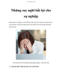 Những suy nghĩ bất lợi cho sự nghiệp