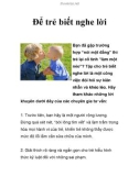 Để trẻ biết nghe lời