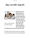 Dạy con biết vâng lời