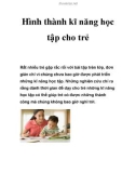 Hình thành kĩ năng học tập cho trẻ