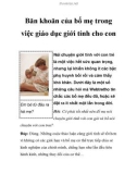 Băn khoăn của bố mẹ trong việc giáo dục giới tính cho con