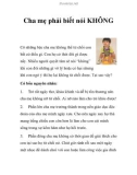 Cha mẹ phải biết nói KHÔNG