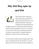 Hãy thôi lắng nghe lại quá khứ