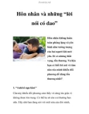 Hôn nhân và những 'lời nói có dao'