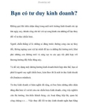 Bạn có tư duy về kinh doanh không?