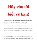 Hãy cho tôi biết về bạn!