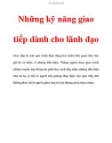 Những kỹ năng giao tiếp dành cho lãnh đạo