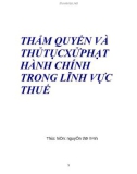 THẨM QUYỀN VÀ THỦ TỤC XỬ PHẠT TRONG LĨNH VỰC THUẾ