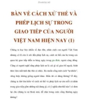 BÀN VỀ CÁCH XỬ THẾ VÀ PHÉP LỊCH SỰ TRONG GIAO TIẾP CỦA NGƯỜI VIỆT NAM HIỆN NAY (1)