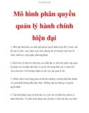 Mô hình phân quyền quản lý hành chính hiện đại