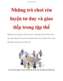 Những trò chơi rèn luyện tư duy và giao tiếp trong tập thể