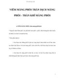 VIÊM MÀNG PHỔI TRÀN DỊCH MÀNG PHỔI - TRÀN KHÍ MÀNG PHỔI