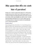 Hãy quan tâm đến các cảnh báo về paraben!