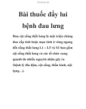 Bài thuốc đẩy lui bệnh đau lưng