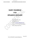 BASIC GRAMMAR FOR SPEAKING ENGLISH