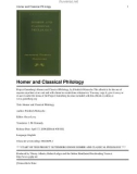 Homer and Classical Philology