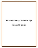 Để có một 'essay' hoàn hảo thật chẳng khó tẹo nào.