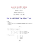 Bài giảng Đại số tuyến tính: Bài 3 - PGS. TS Mỵ Vinh Quang