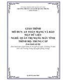 Giáo trình An toàn mạng và bảo mật dữ liệu (Nghề: Quản trị mạng máy tính; Trình độ: Trung cấp) - Trường TCN Quang Trung