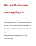 Đảo ngữ để nhấn mạnh câu trong tiếng Anh