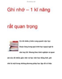 Ghi nhớ – 1 kĩ năng rất quan trọng