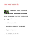 Mẹo nhỏ học Viết. .