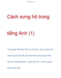 Cách xưng hô trong tiếng Anh (1)