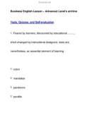 Business English Lesson – Advanced Level's archiveTests, Quizzes, and Self-evaluation