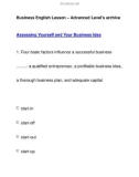 Business English Lesson – Advanced Level's archiveAssessing Yourself and Your Business Idea