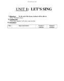 UNIT 1: LET'S SING