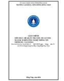 Giáo trình Hệ quản trị cơ sở dữ liệu MicroSoft Access (Nghề: Công nghệ thông tin - Cao đẳng) - Trường Cao đẳng Cộng đồng Đồng Tháp