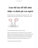 Làm thế nào để biết nhìn nhận và đánh giá con người