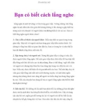 Bạn có biết cách lắng nghe