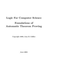 Logic For Computer Science Foundations of Automatic Theorem Proving