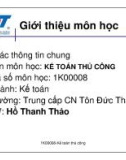 Bài giảng Kế toán thủ công - Hồ Thanh Thảo