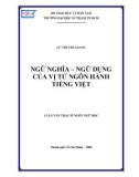 Luận văn Thạc sĩ Ngôn ngữ học: Ngữ nghĩa – Ngữ dụng của vị từ ngôn hành tiếng Việt