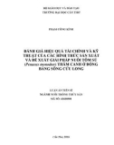 Luận án tiến sĩ Thủy sản: Đánh giá hiệu quả tài chính và kỹ thuật của các hình thức sản xuất và đề xuất giải pháp nuôi tôm sú (Penaeus monodon) thâm canh ở ĐBSCL