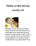 Những sai lầm khi dạy con học nói