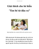 Giải thích cho bé hiểu Em bé từ đâu ra