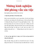 Những kinh nghiệm khi phỏng vấn xin việc