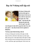 Dạy bé 9 tháng tuổi tập nói