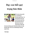 Dạy con biết quý trọng bản thân